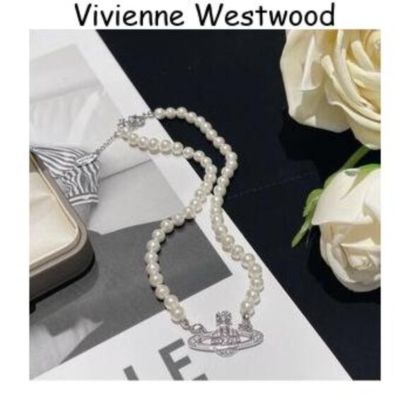 BRAND NEW Vivienne westwood Silver Orb Pearl Choker Necklace - Picture 5 of 5